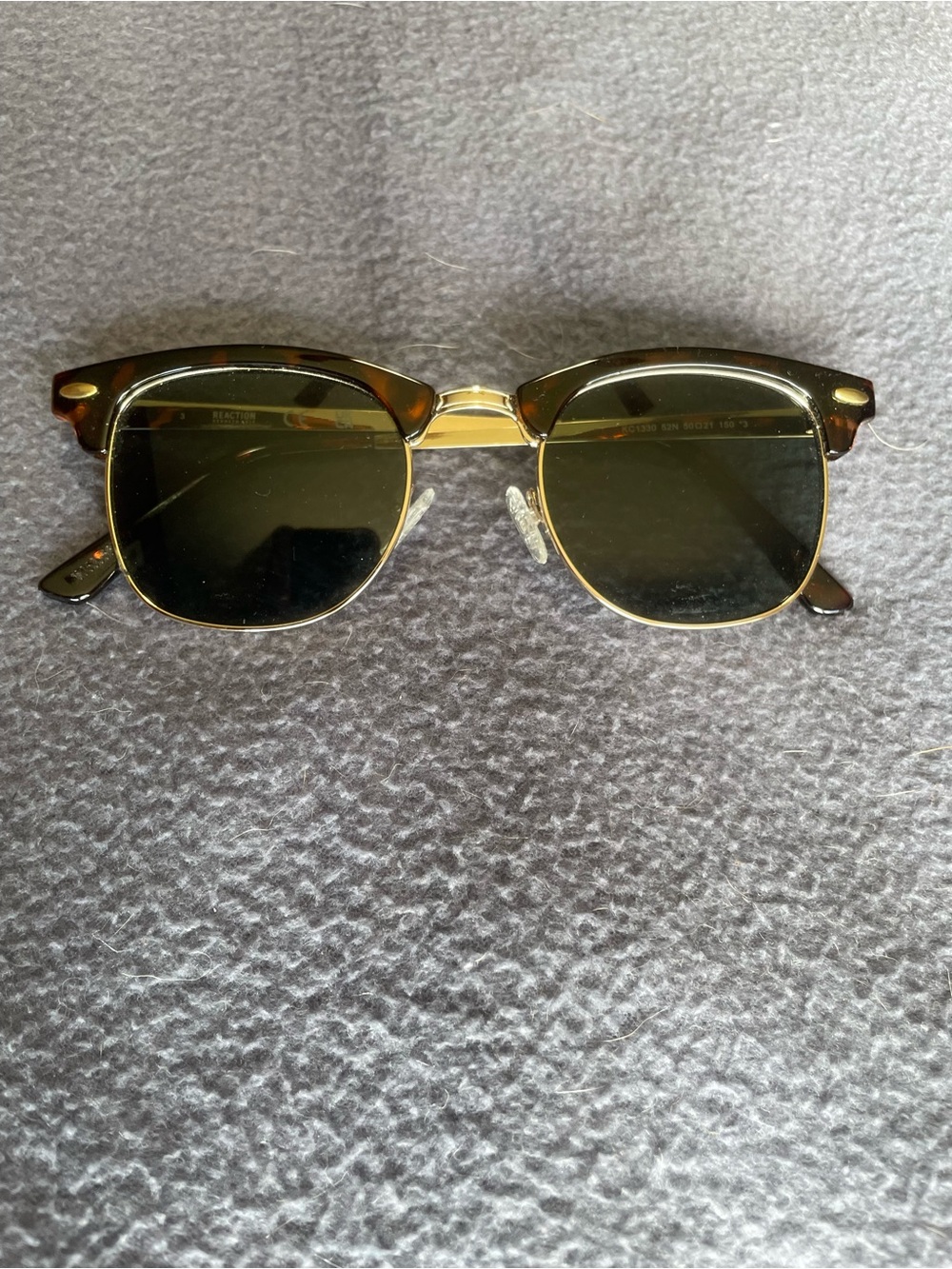 Keneth Cole Reaction Classic Clubmaster-Style Sunglasses in Tortoise & Gold